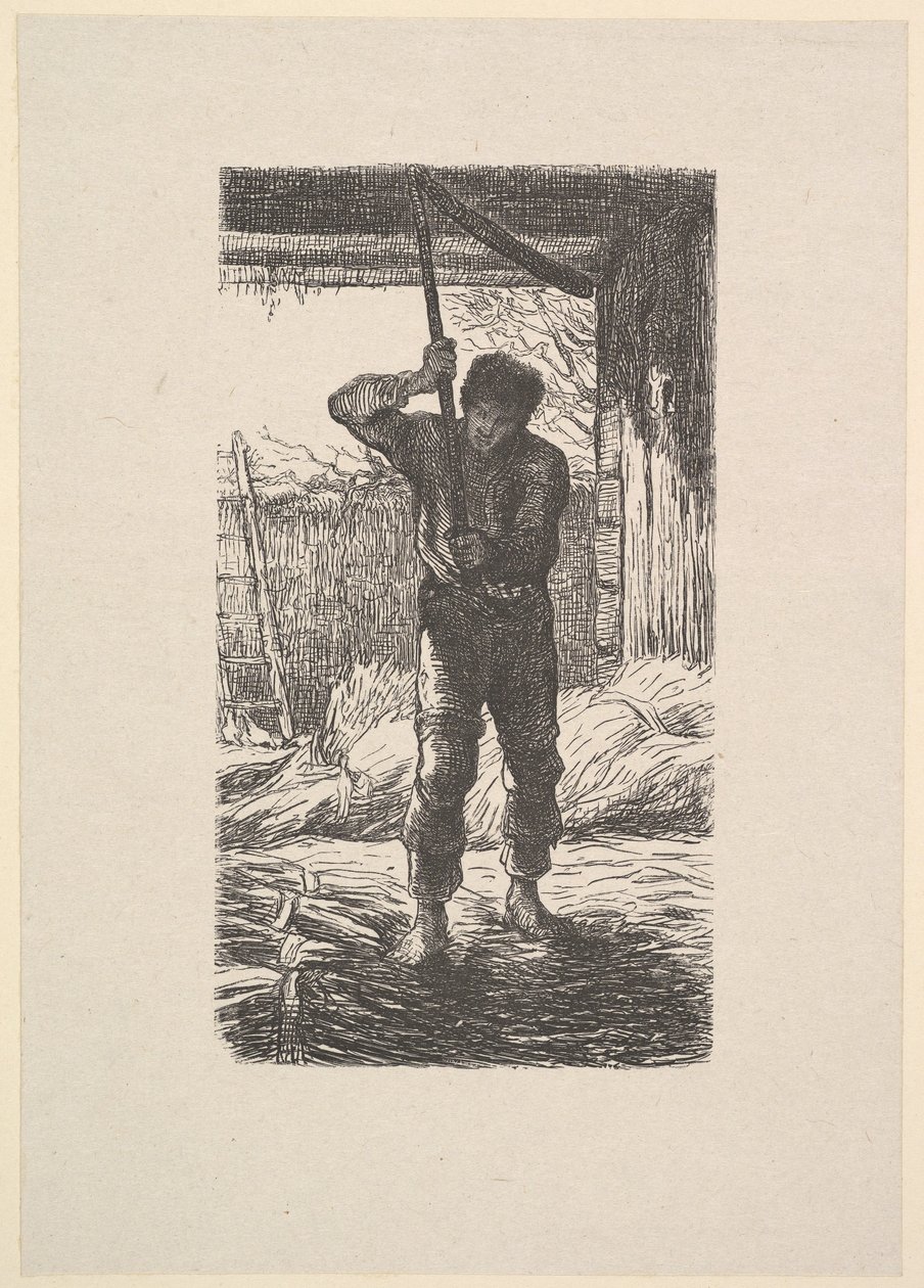 Búzát csépelő ember, 1853. alkotó: Jacques Adrien Lavieille