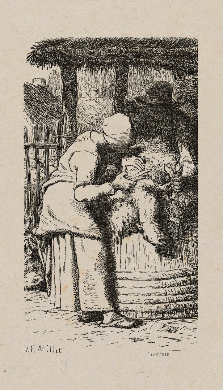 Nő nyíró juhot alkotó: Jacques Adrien Lavieille