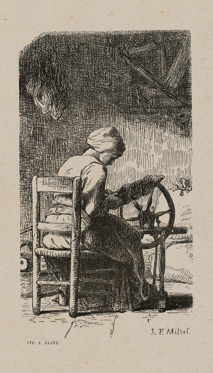 Woman Spinning alkotó: Jacques Adrien Lavieille