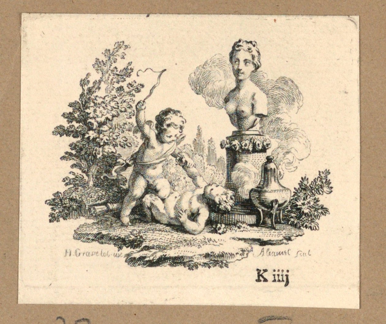 Nyomtatás, Cupido Castigating a Satyr Girl (Ámor egy szatír lányt ostoroz) alkotó: Jacques Alianet