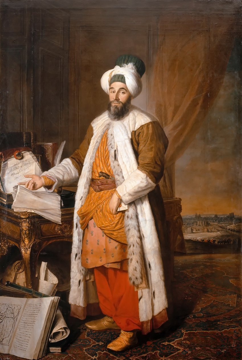 Mehemet Said Pacha, ruméliai bég, Mahmúd I i oszmán szultán különleges nagykövetének portréja alkotó: Jacques Andre Joseph Camelot Aved