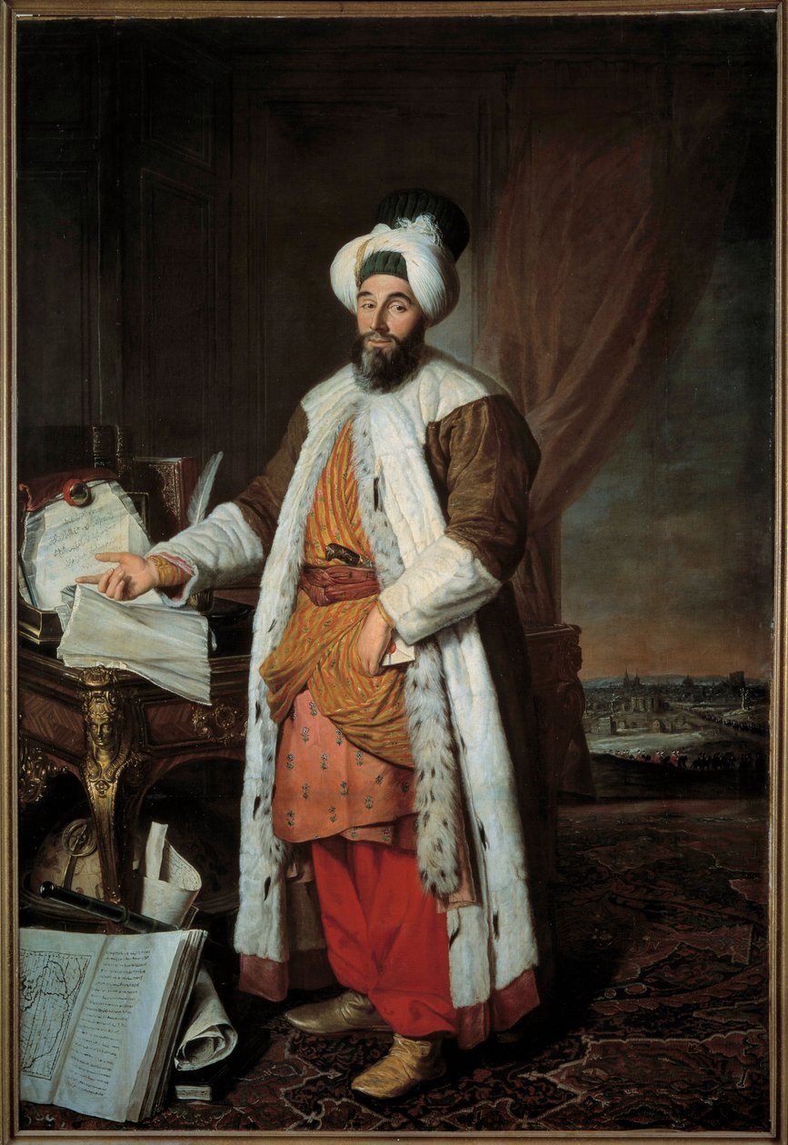 Mehemet Said Pasha Bey de Roumelie, Mahmud (Mahmoud) I. szultán versailles-i nagykövetének teljes alakos portréja 1742-ben Jacques Andre Joseph Ave, dit le Camelot vagy Avet le Batave (1702-1766) festménye alkotó: Jacques Andre Joseph Camelot Aved