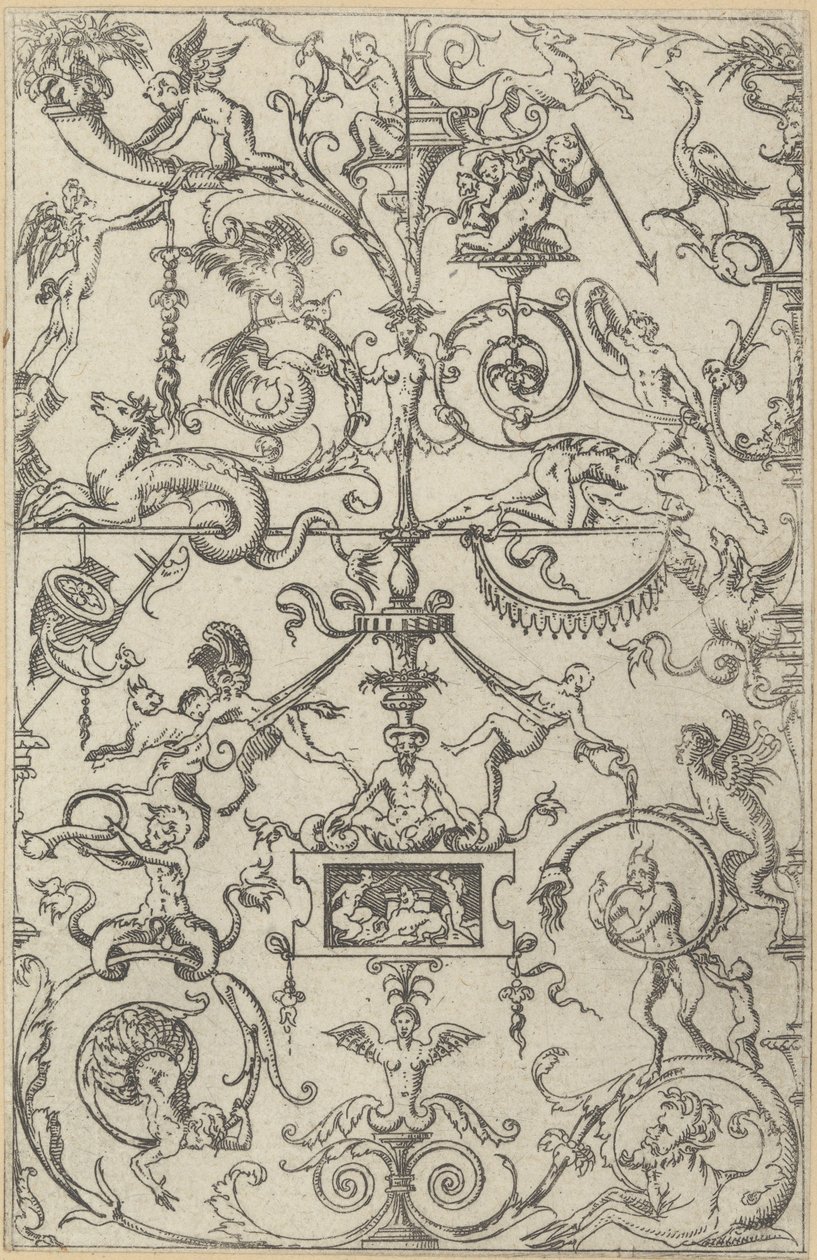 Groteszk tábla, 1550. alkotó: Jacques Androuet Du Cerceau