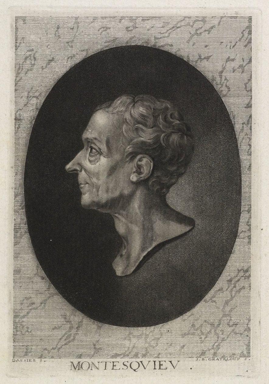 Montesquieu, vésette Jean-Baptiste de Grateloup, 1768 (metszet metszet mezzotinttal) alkotó: Jacques Antoine Dassier