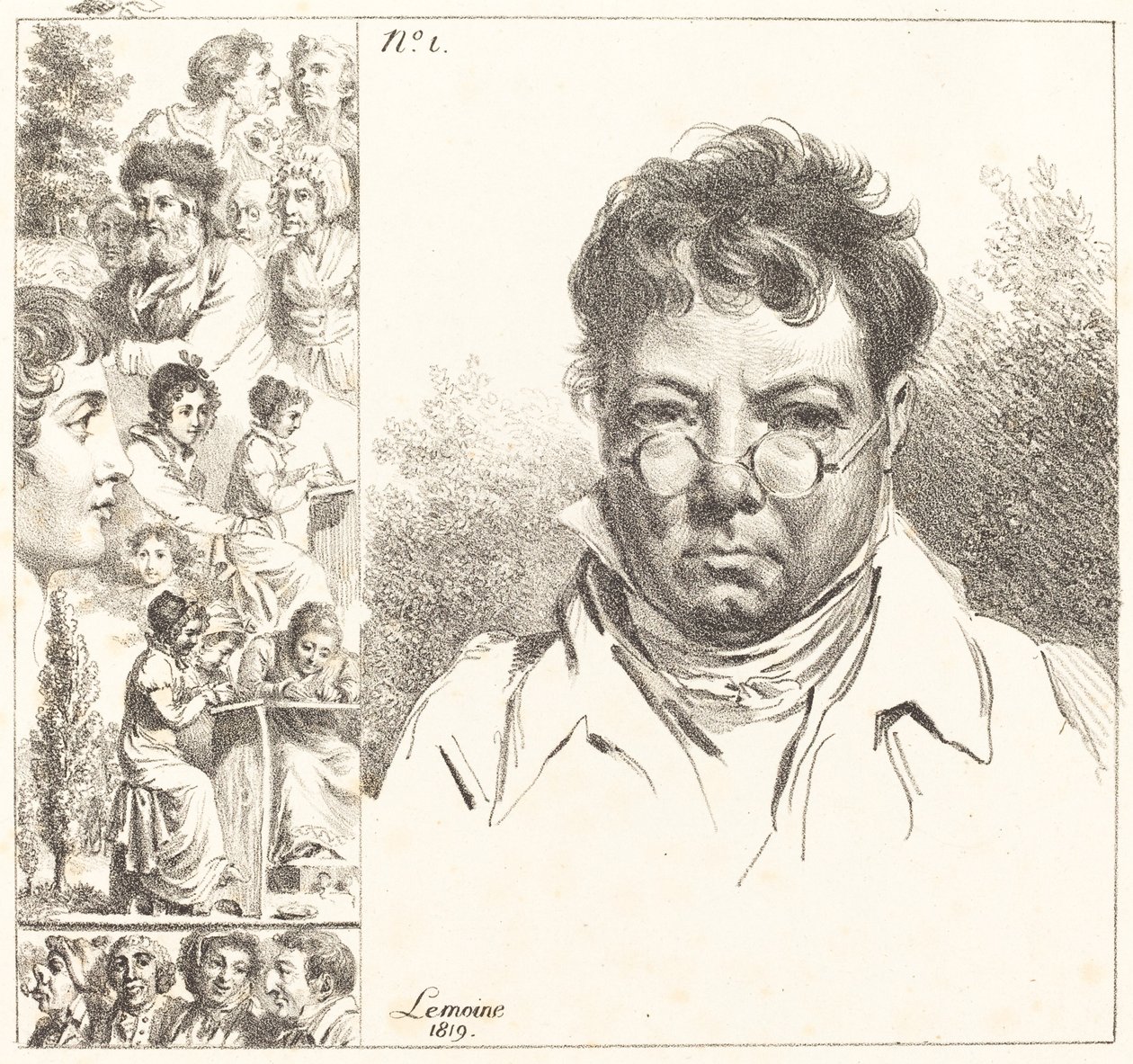Önarckép és egyéb fejek alkotó: Jacques Antoine Marie Lemoine