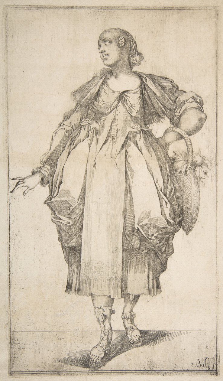 Kertész kosárral a karján, a Hortulanae sorozatból, 1612-16. alkotó: Jacques Bellange