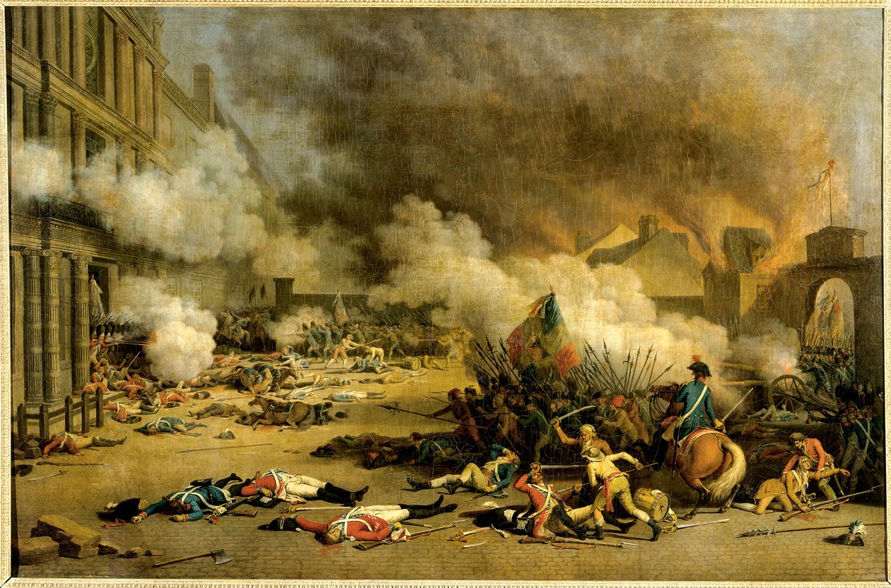 A Tuileriák elfoglalása: A Palais des Tuileries megtámadása augusztus 10-én alkotó: Jacques Bertaux