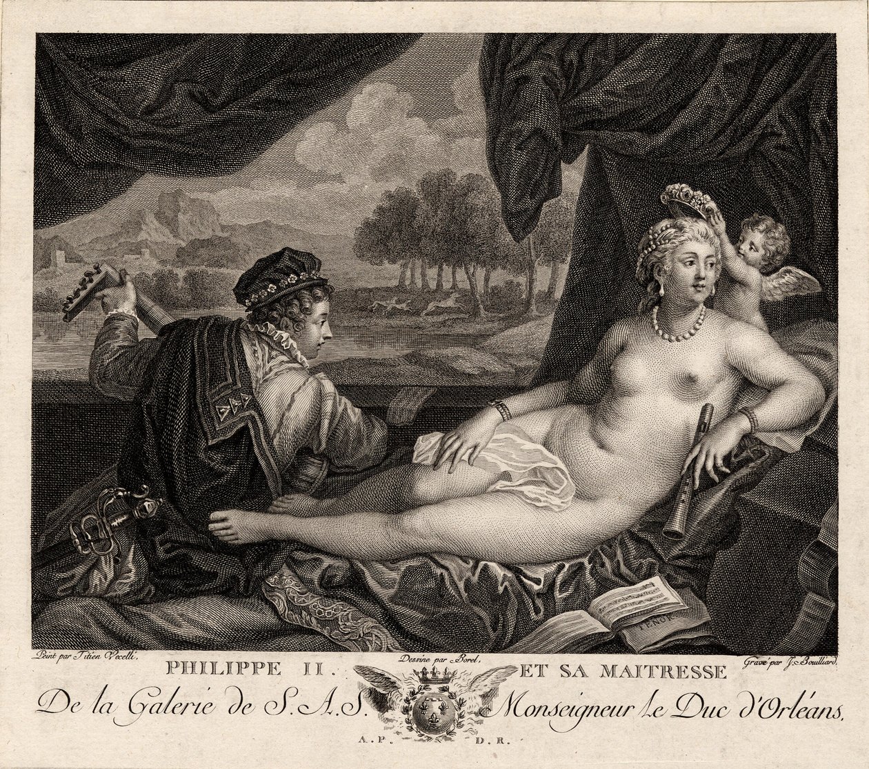 II. Fülöp és úrnője Tizianus után, c. 1780 alkotó: Jacques Bouillard