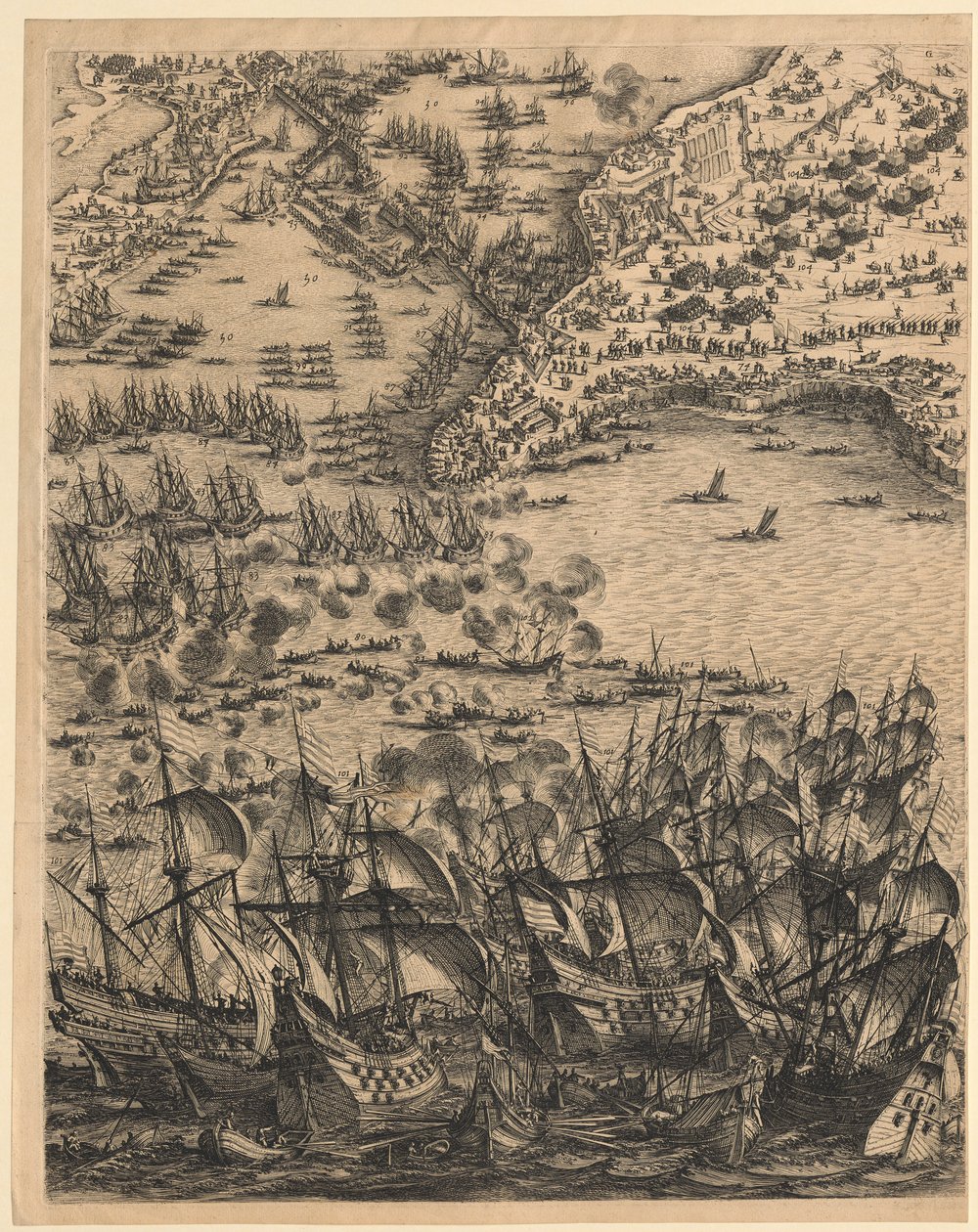 2. A „La Rochelle ostroma” című kép alján, középen alkotó: Jacques Callot