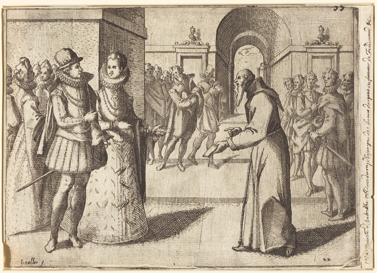 Egy kapucinus elhozza Bajorország királyának köszönetét [recto] alkotó: Jacques Callot