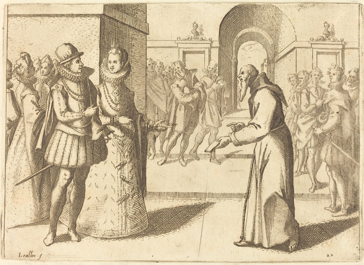 Egy capucio, amely köszönetet mond a bajor királynak alkotó: Jacques Callot