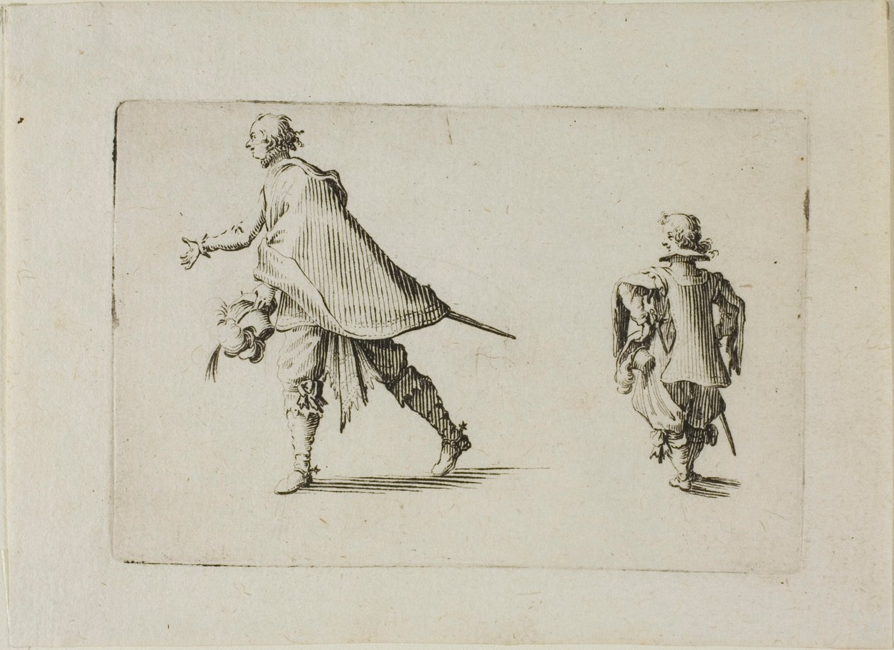 Egy úriember és a komornyikja, a Capriccsokból alkotó: Jacques Callot