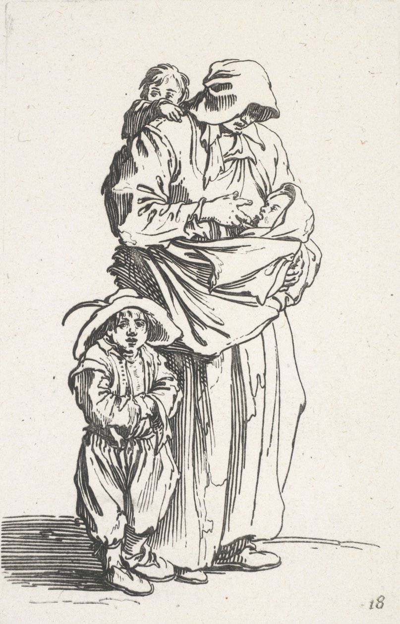 Egy anya és három gyermeke a koldusokból (La mere et ses trois enfants) alkotó: Jacques Callot