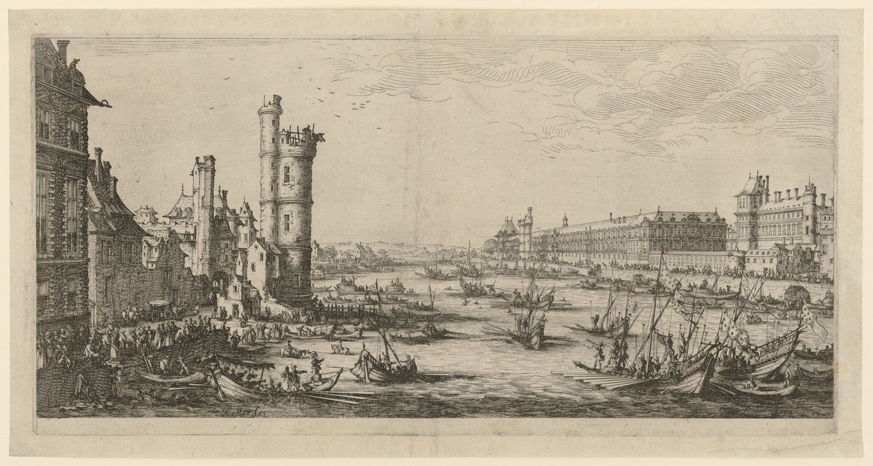 A Louvre látképe, lap a „Két nagy párizsi látkép” sorozatból alkotó: Jacques Callot