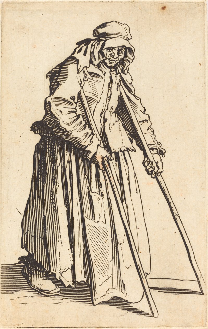 Koldusasszony mankóval alkotó: Jacques Callot