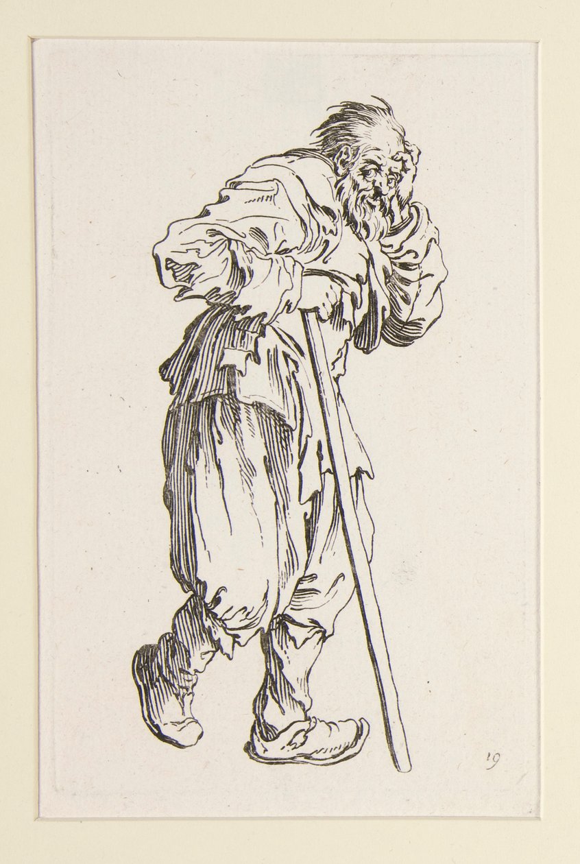 Botra támasztott koldus, a The Beggars-ből alkotó: Jacques Callot