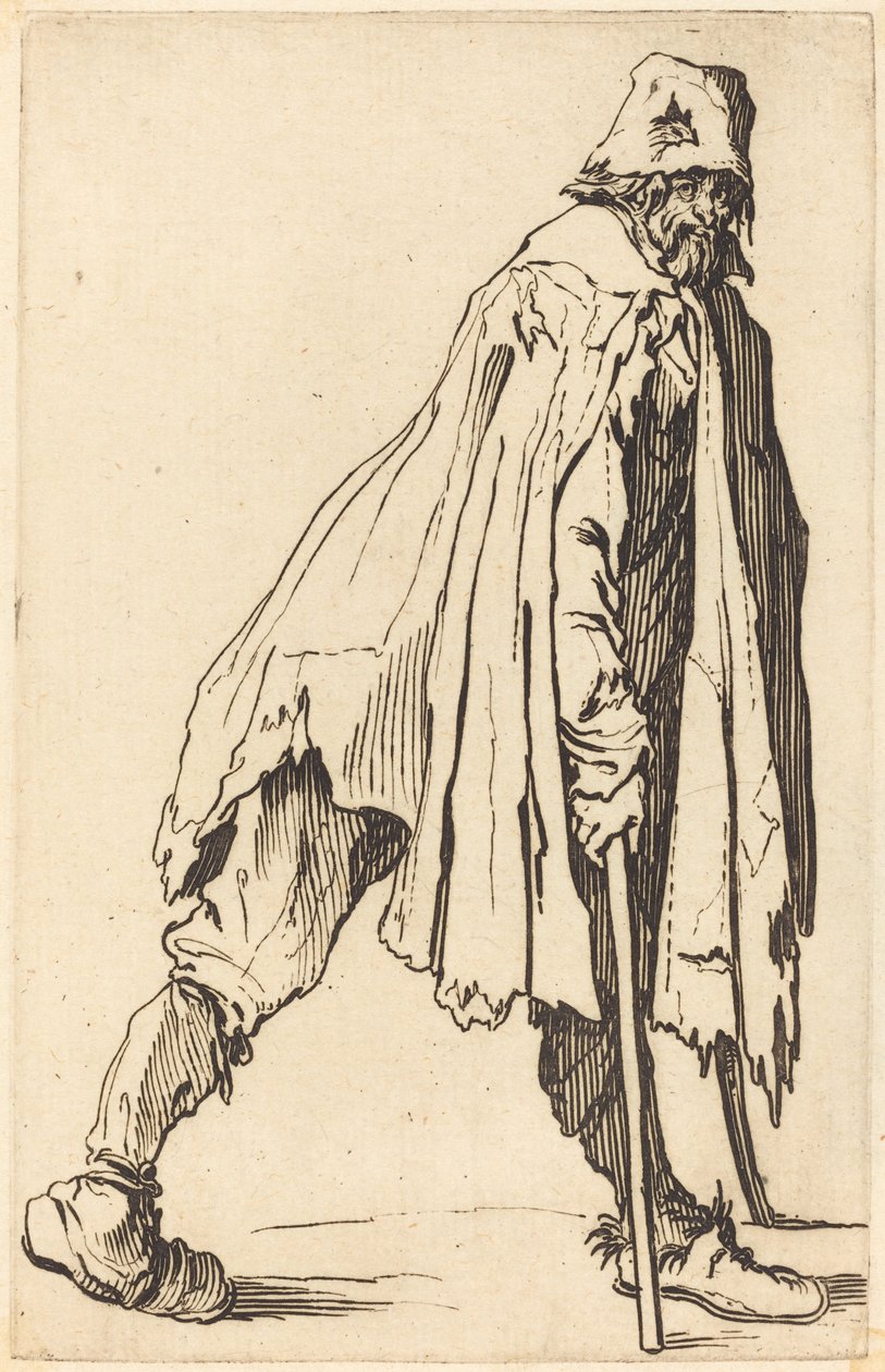 Koldus mankóval és sapkával alkotó: Jacques Callot