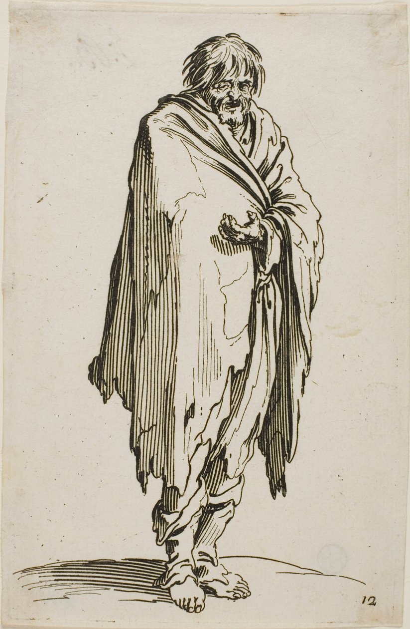 Koldus kalap és cipő nélkül, tizenkettes tányér a The Beggars-től alkotó: Jacques Callot