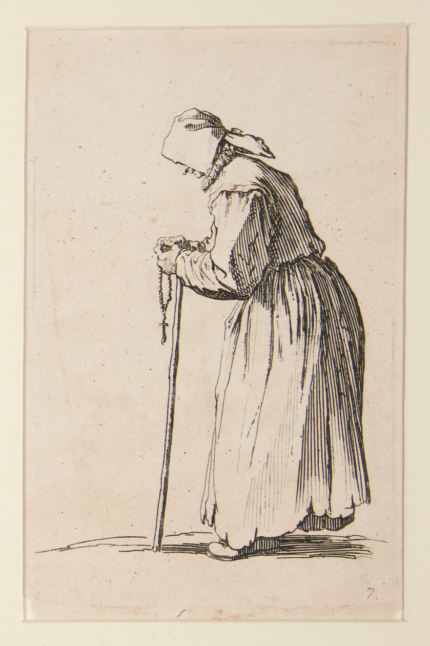 Koldusasszony rózsafüzérrel, A koldusoktól (La mendiante aux rosaire) alkotó: Jacques Callot