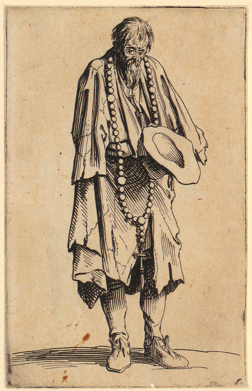 Koldus rózsafüzérrel, a „Koldusok” sorozat 11. lapja alkotó: Jacques Callot
