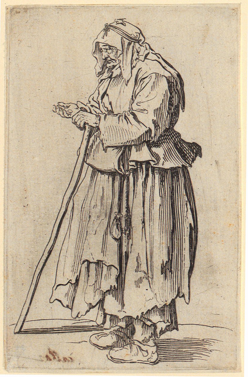 Koldusasszony alamizsnájával, a „Koldusok” sorozat 23. lapja alkotó: Jacques Callot