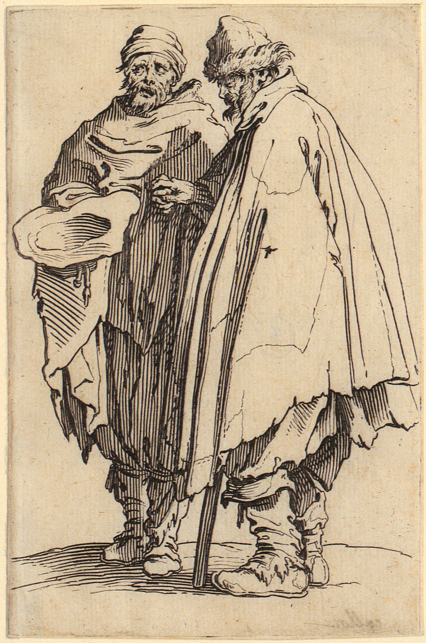 Vak ember és társa, a „Koldusok” sorozat 8. lapja alkotó: Jacques Callot