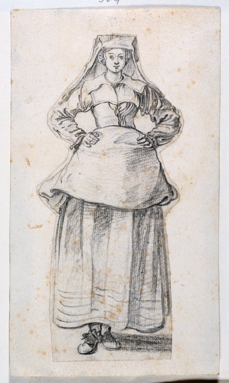 Bourgeoises Dans Differentes Attitudes, Prints Album 21, 304. szám (kréta papíron) alkotó: Jacques Callot