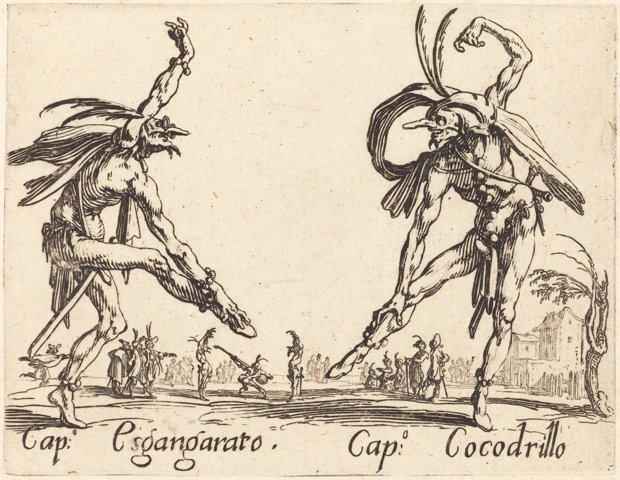 Pasas. Esgangarato és Cap. Krokodil, c. 1622. alkotó: Jacques Callot