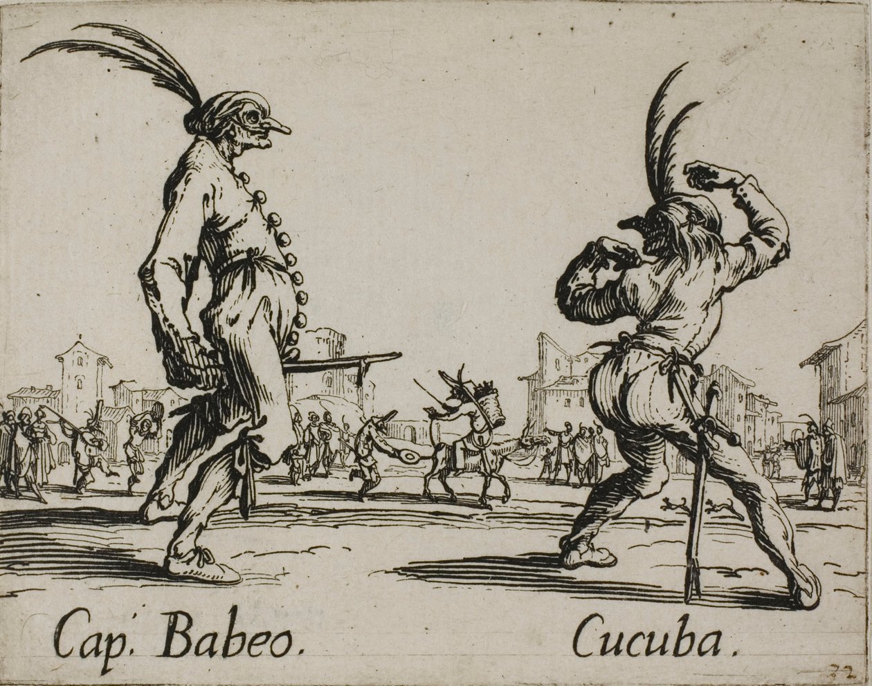Babeo kapitány - Cucuba, 16-os tányér a Balli di Sfessania-ból alkotó: Jacques Callot