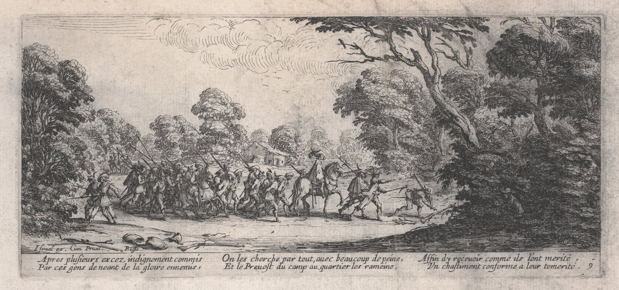 A martalócok elfogása a „The Miseries of War” című filmből alkotó: Jacques Callot