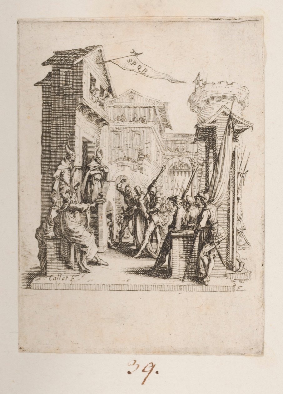 Krisztust Caifé elé vitte, nem. 7/11 a La Petite Passionból alkotó: Jacques Callot