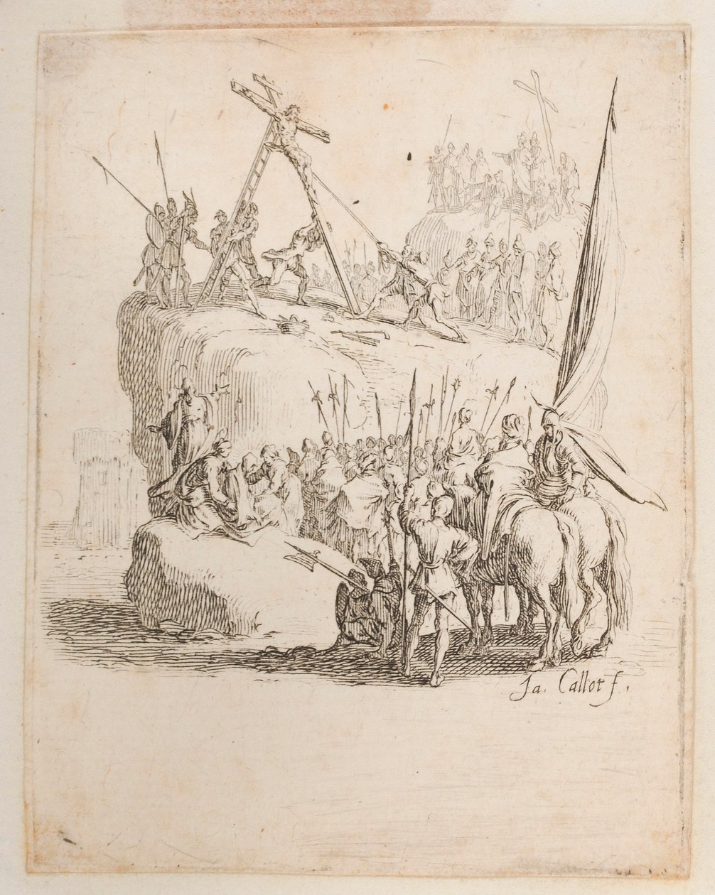 A lándzsával átszúrt Krisztus, sz. 11/11 a La Petite Passionból alkotó: Jacques Callot