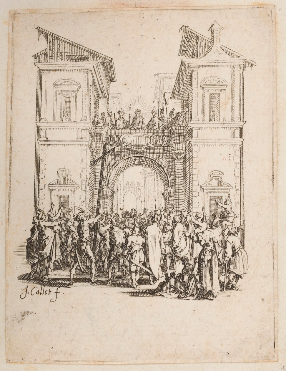 Krisztus bemutatta a népnek, sz. 9/11 a La Petite Passionból alkotó: Jacques Callot