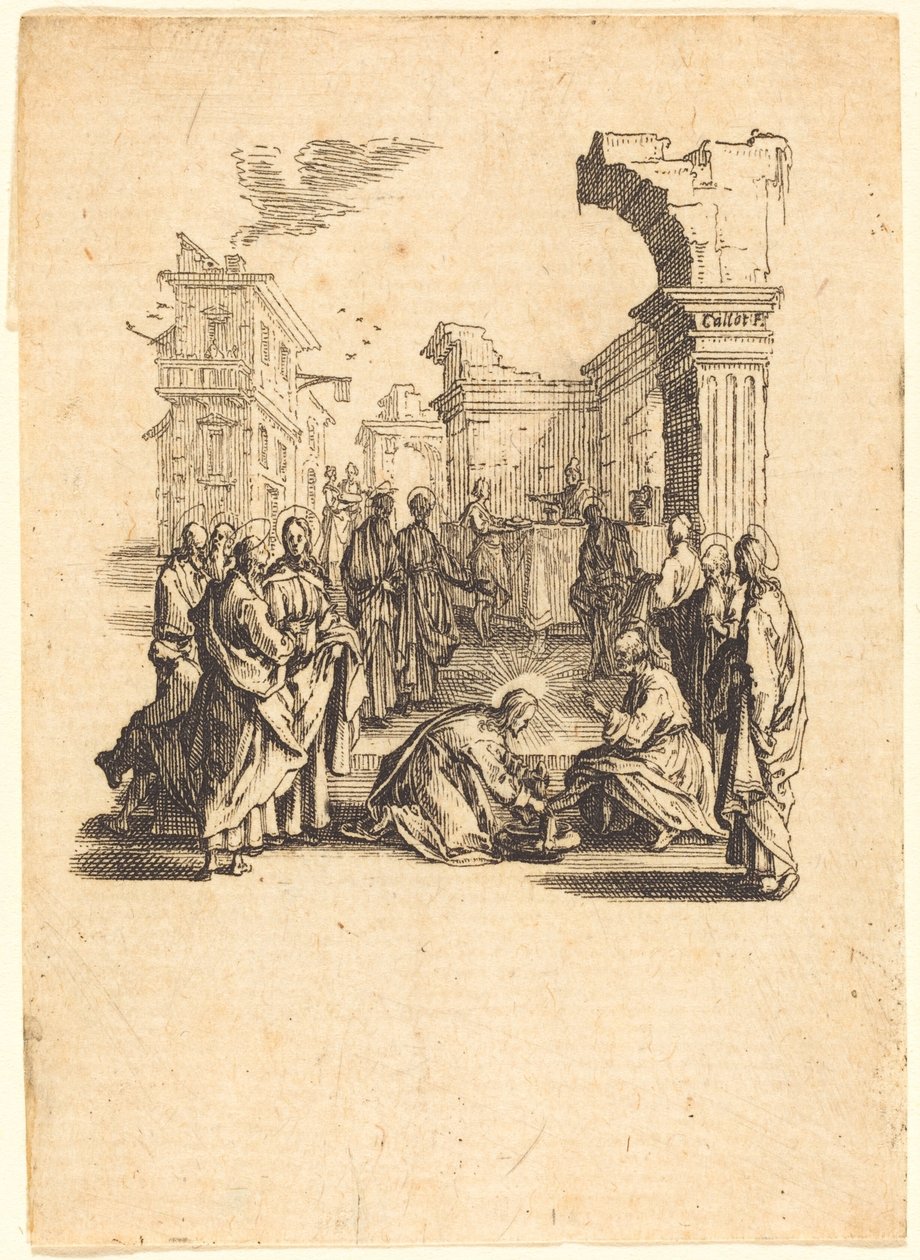 Krisztus, aki megmossa az apostolok lábát alkotó: Jacques Callot