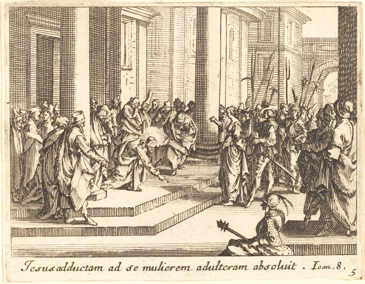 Krisztus és a házasságtörésen elhurcolt asszony alkotó: Jacques Callot