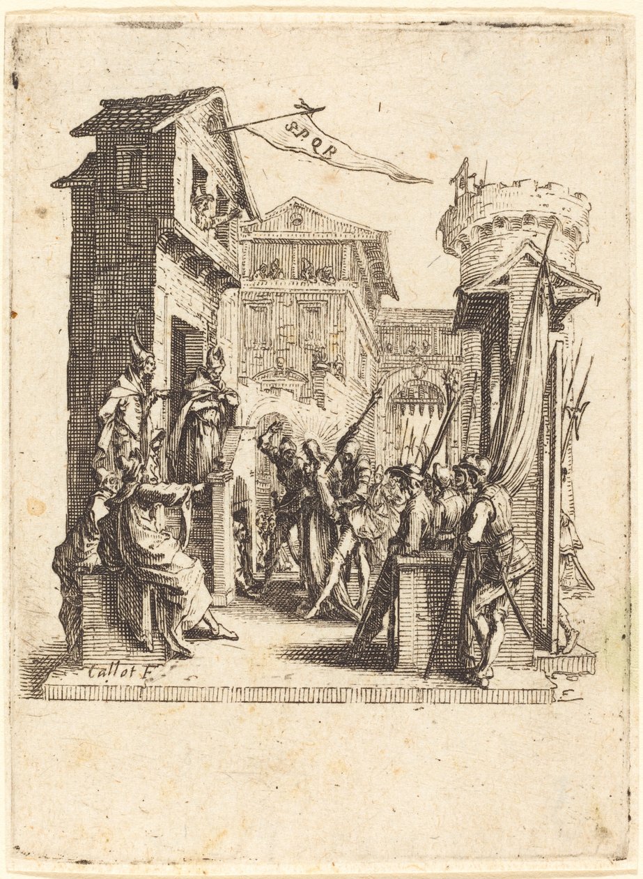 Krisztus Kajafás előtt, Kr. e. 16241625. alkotó: Jacques Callot