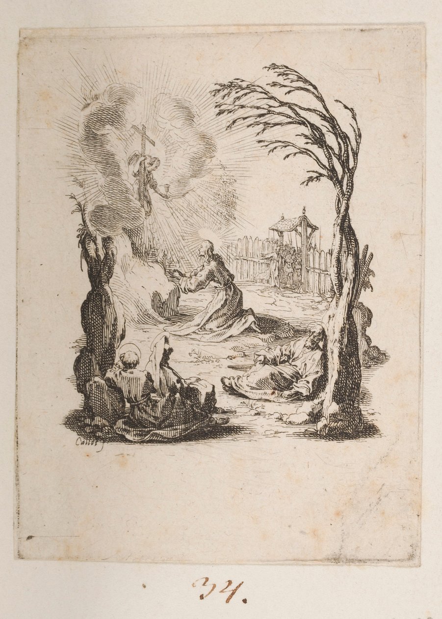 Krisztus az olajfák kertjében, sz. 3/11 a La Petite Passionból alkotó: Jacques Callot