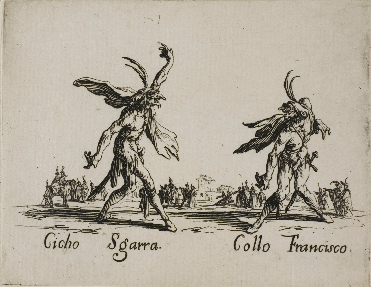 Cicho Sgarra - Collo Francisco, 6. tányér a Balli di Sfessania-tól alkotó: Jacques Callot