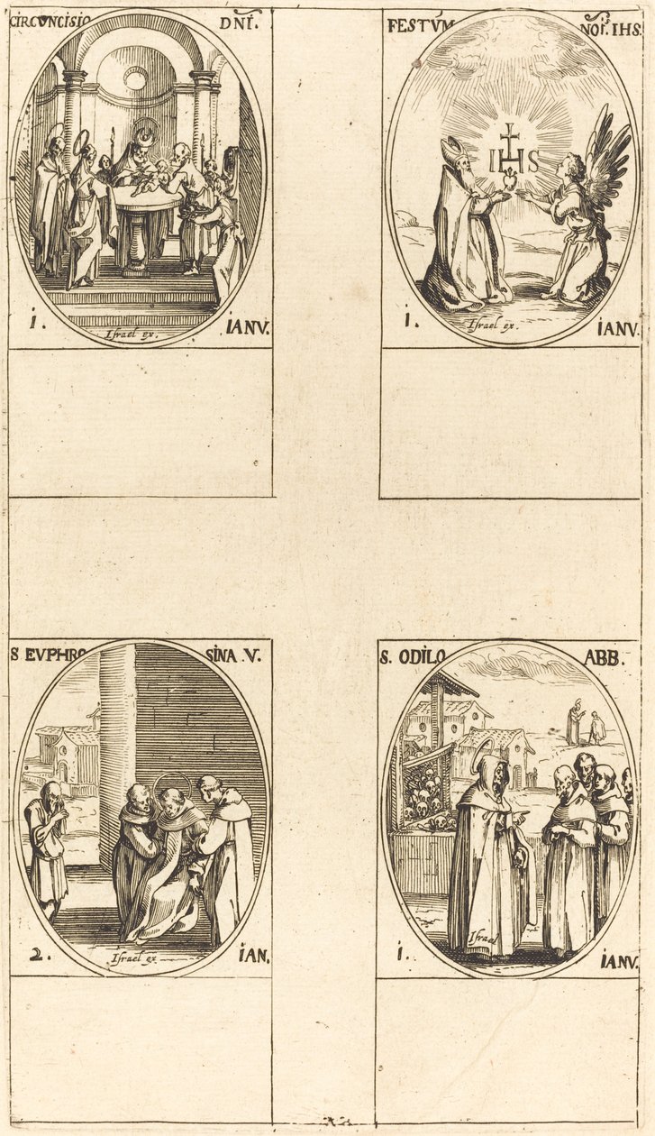 Körülmetélés; Krisztus neve ünnepe; St. Odilo; St. Euphrosyna alkotó: Jacques Callot