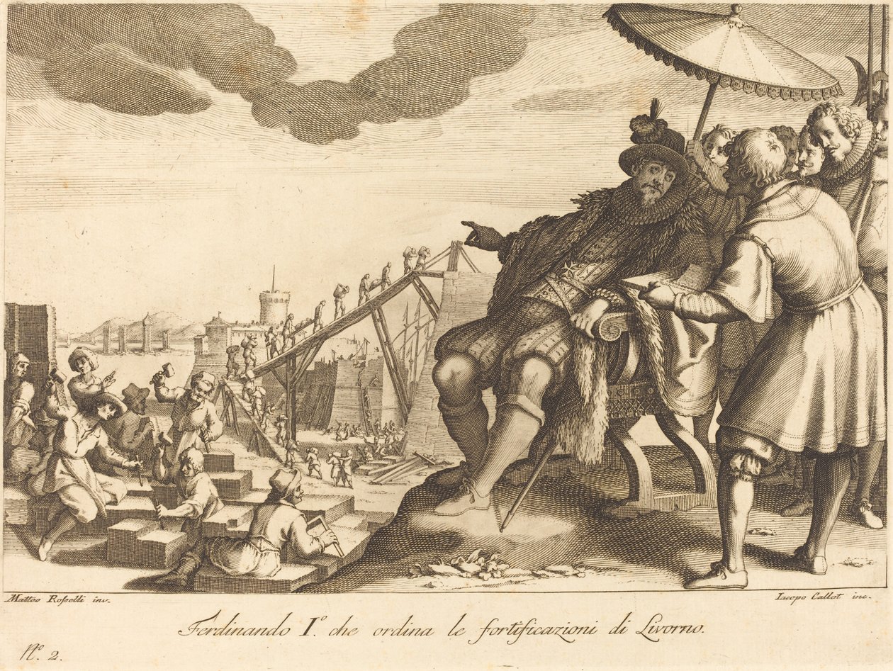 Livorno kikötőjének építése és erődítése alkotó: Jacques Callot