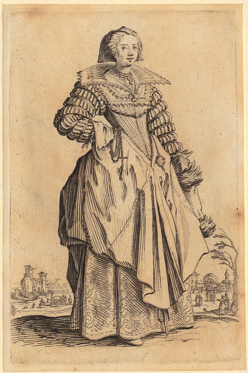 Hölgy csipkegallérral, a „Nemesség” sorozat 8. lapja alkotó: Jacques Callot
