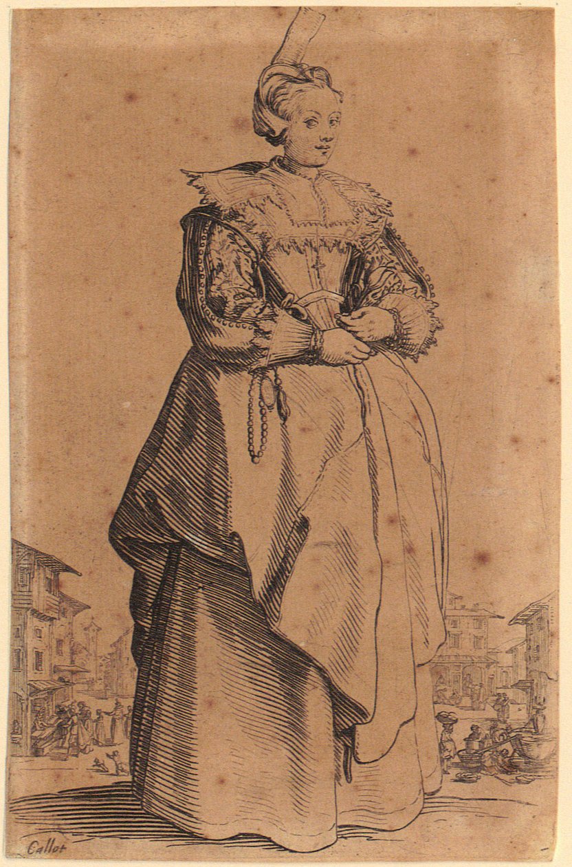 Fejdíszes hölgy, „A nemesség” sorozat 1. táblája alkotó: Jacques Callot