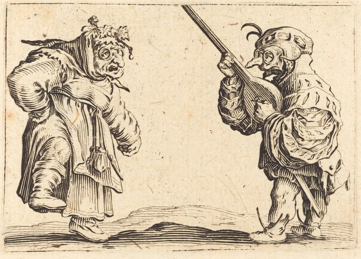 Táncosok lanttal, c. 1622. alkotó: Jacques Callot