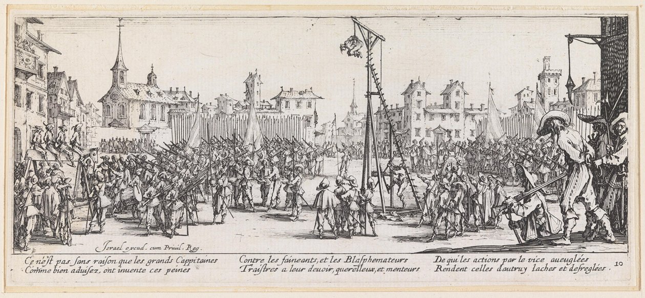 A hintás akasztófán történő kínzás alkotó: Jacques Callot