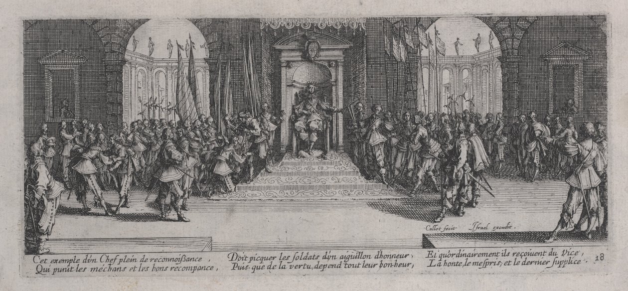 A jutalmak elosztása (Distribution des recompenses), a "The Miseries of War" című könyvből. alkotó: Jacques Callot