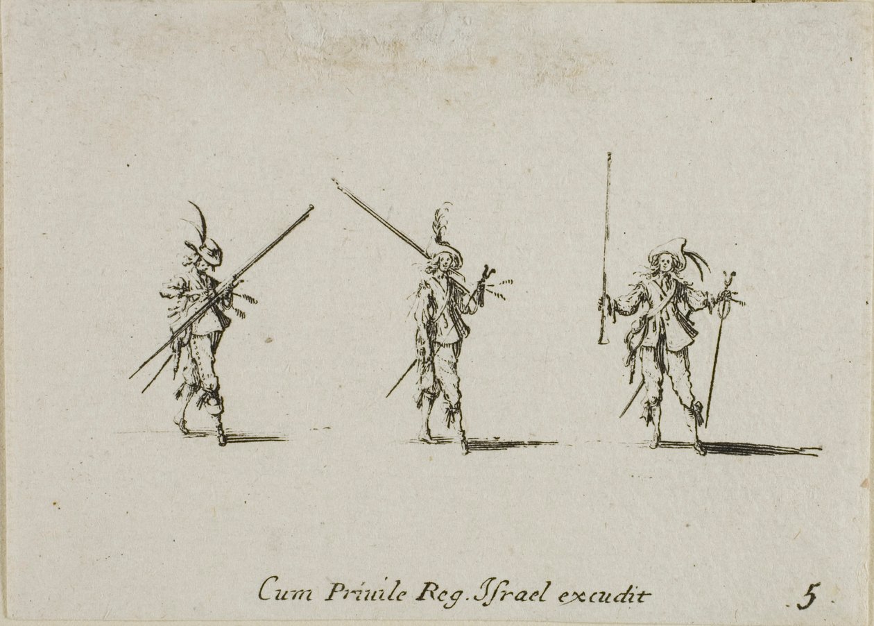 Drill Tilted Pikes, ötös tábla a katonai gyakorlatokból alkotó: Jacques Callot