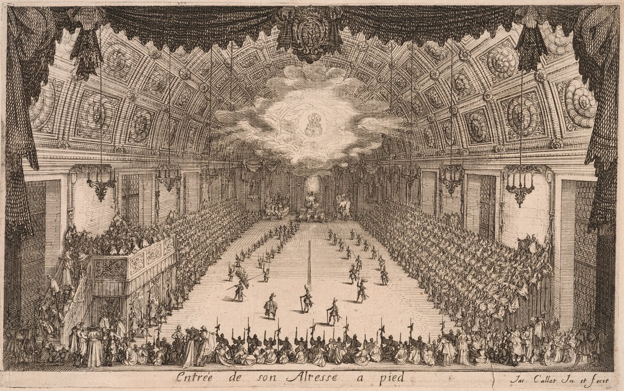 IV. Károly herceg gyalog érkezik, a Combat à la Barrière című műből alkotó: Jacques Callot