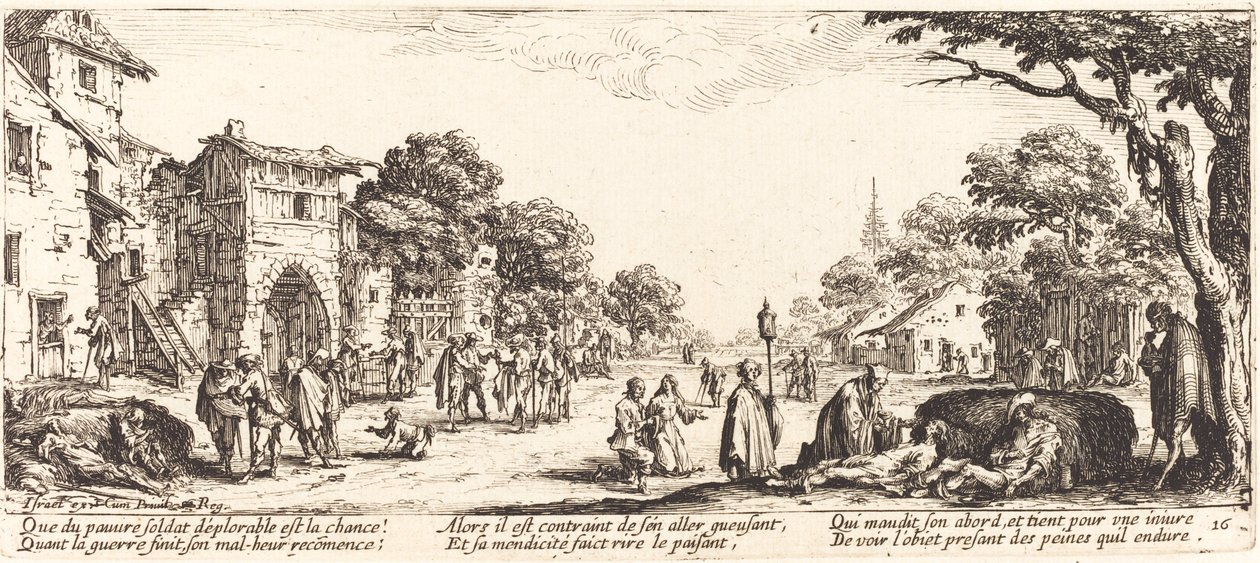 Haldokló katonák az út szélén alkotó: Jacques Callot