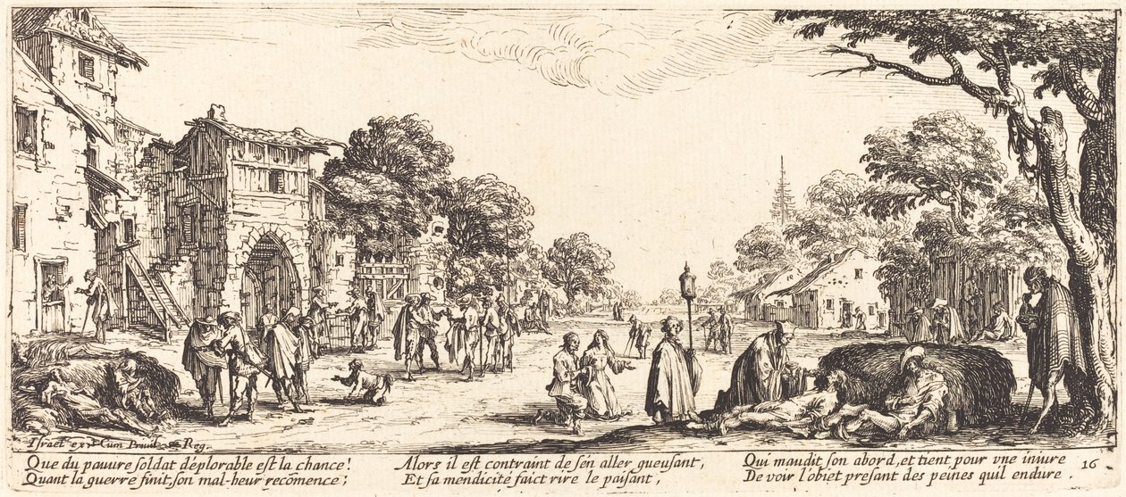 Haldokló katonák az út szélén alkotó: Jacques Callot