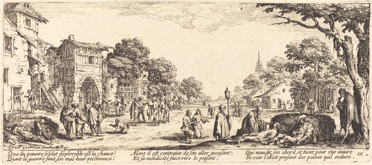 Haldokló katonák az út szélén alkotó: Jacques Callot
